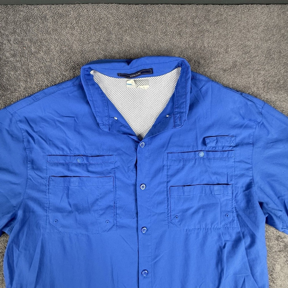 Columbia PFG‎ Tamiami Shirt Mens XXL Blue Button Down Short Sleeve Polyester